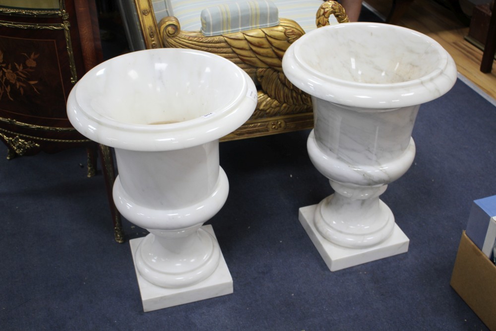 A pair of Meuble Francais campana shaped urns, H.62cm